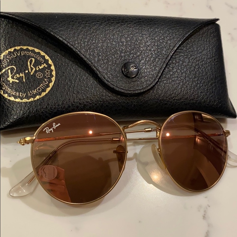 NWOT Ray-Ban RB-3447 Round Gold Metal Sunglasses - Picture 5 of 9